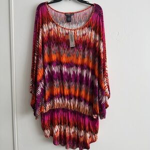Chelsea & Theodore Woman 1X Abstract Print Tunic Top NWT Vibrant